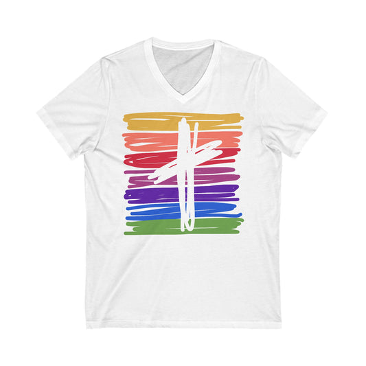 Scribbled Cross Tee - Primary Rainbow Flavor