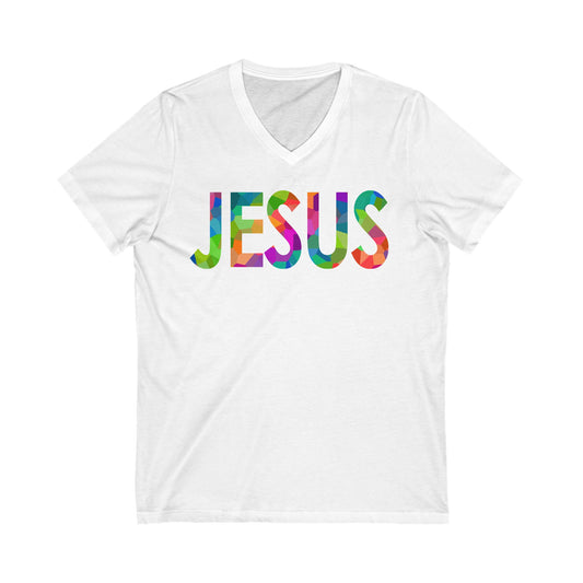 Signature Pixel Rainbow Jesus V-Neck Tee