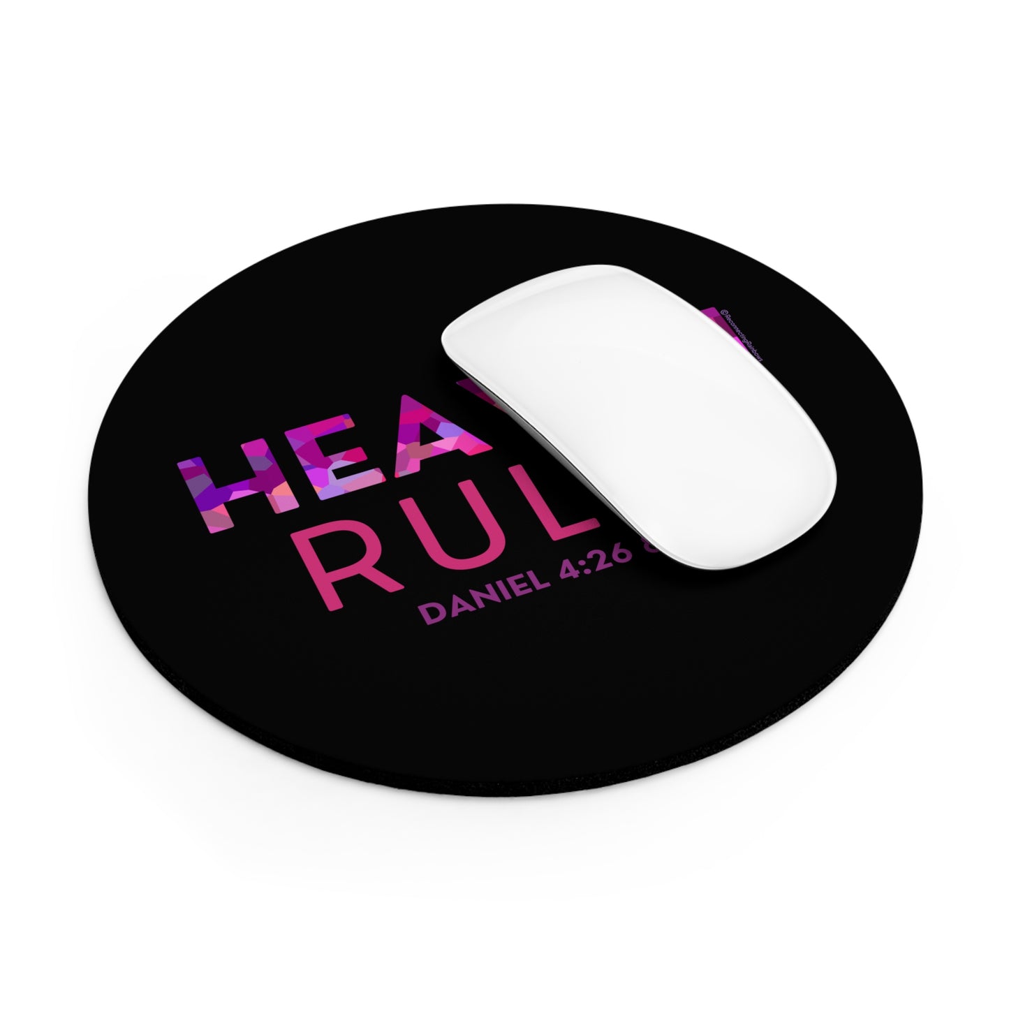 Heaven Rules Mouse Pad - Pink on Black