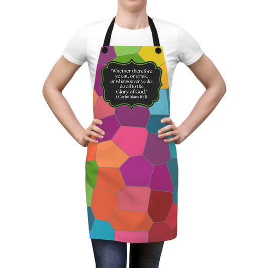 Rainbow Big Pixel Apron with 1 Corinthians 10:31