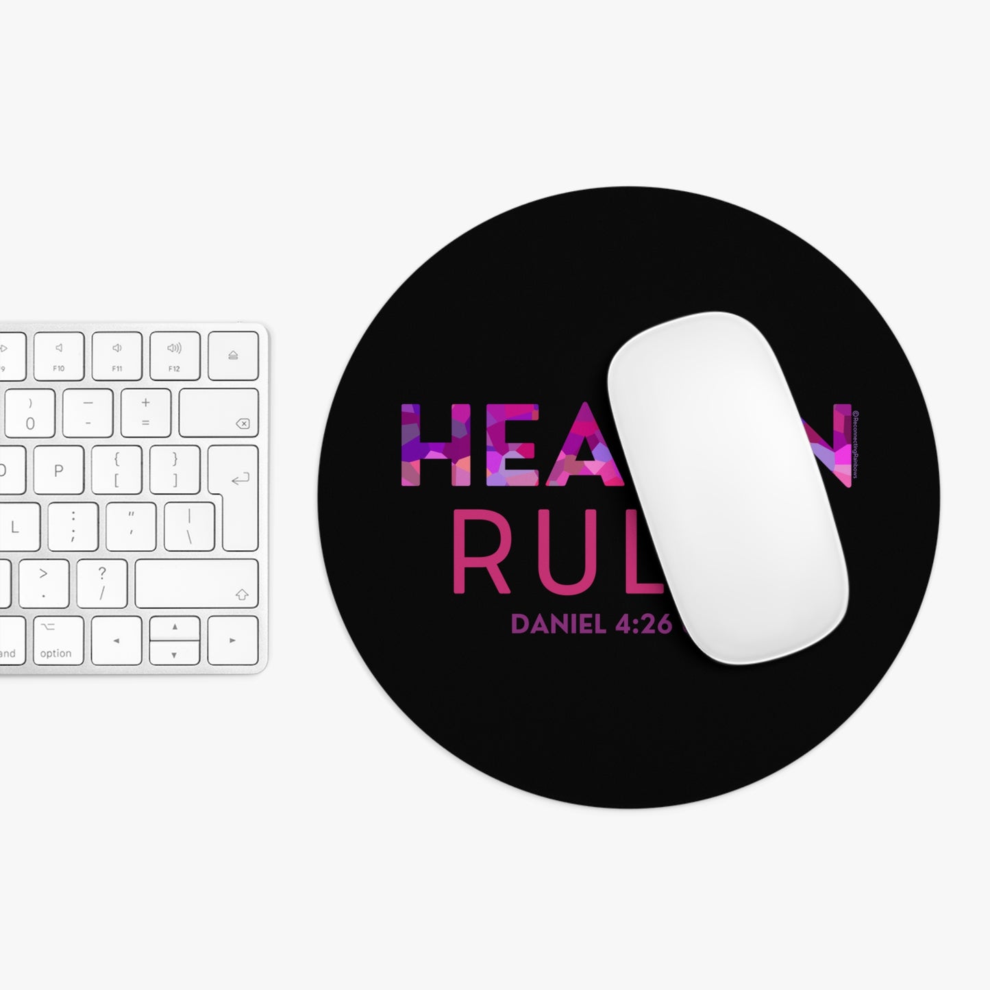 Heaven Rules Mouse Pad - Pink on Black