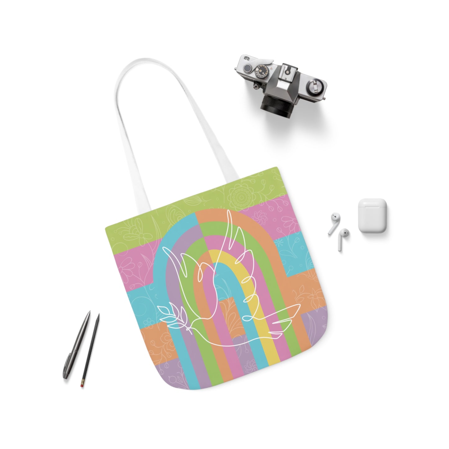 Signature Plaid Peace Canvas Tote Bag