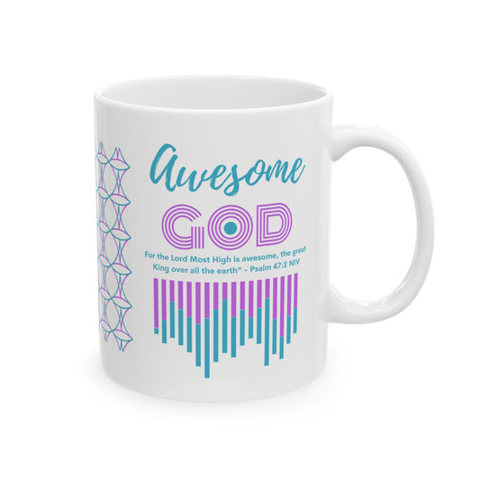 Awesome God Ceramic Mug - Aqua & Lavender