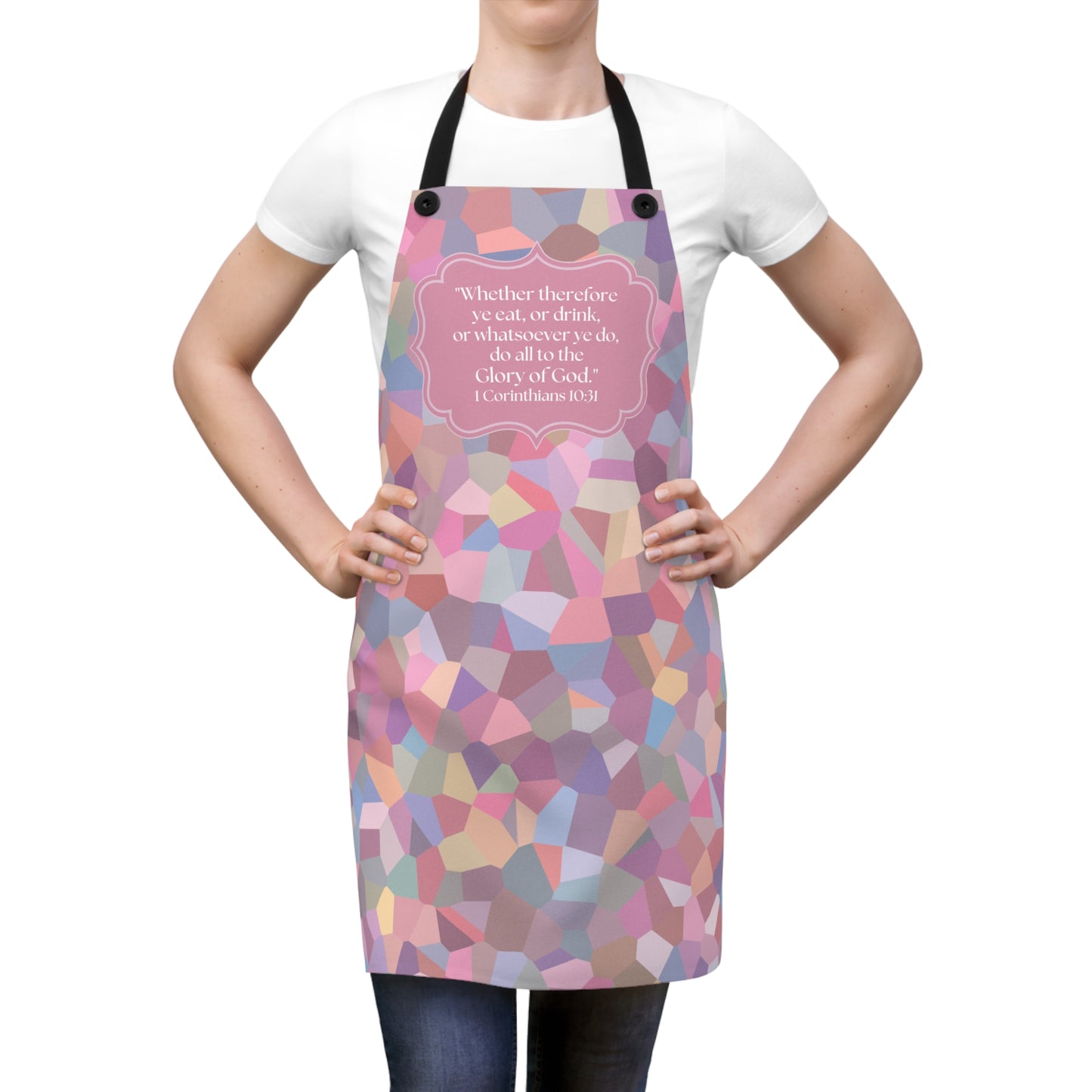 Pink Sugar Apron with 1 Corinthians 10:31