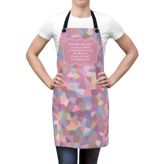 Pink Sugar Apron with 1 Corinthians 10:31