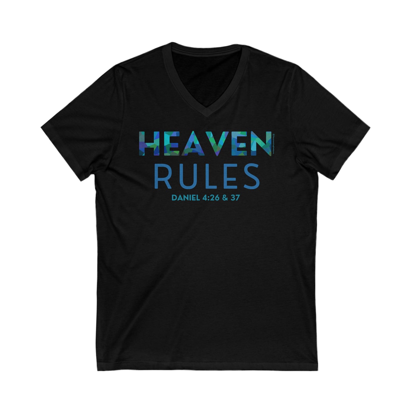 Heaven Rules V-Neck Tee in Water