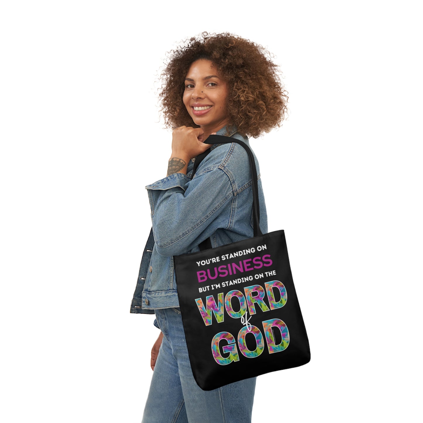 Jesus Rainbow Canvas Tote Bag with Blac Straps