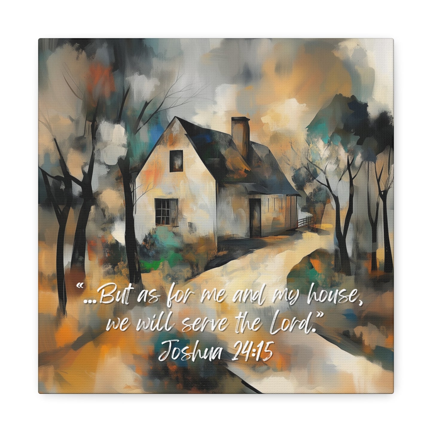 Me and My House Will Serve the Lord Canvas Wall Art - Calm Palette