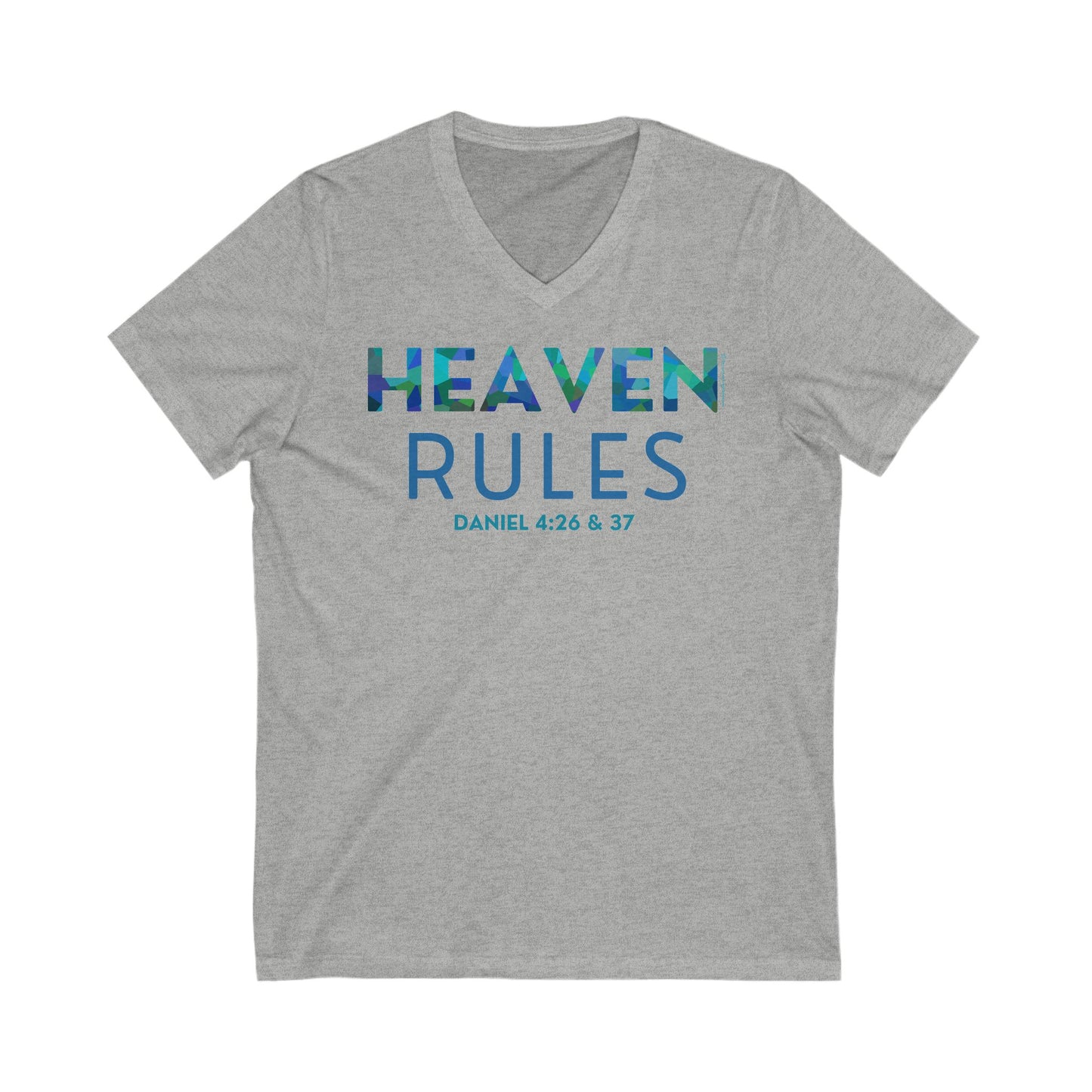 Heaven Rules V-Neck Tee in Water