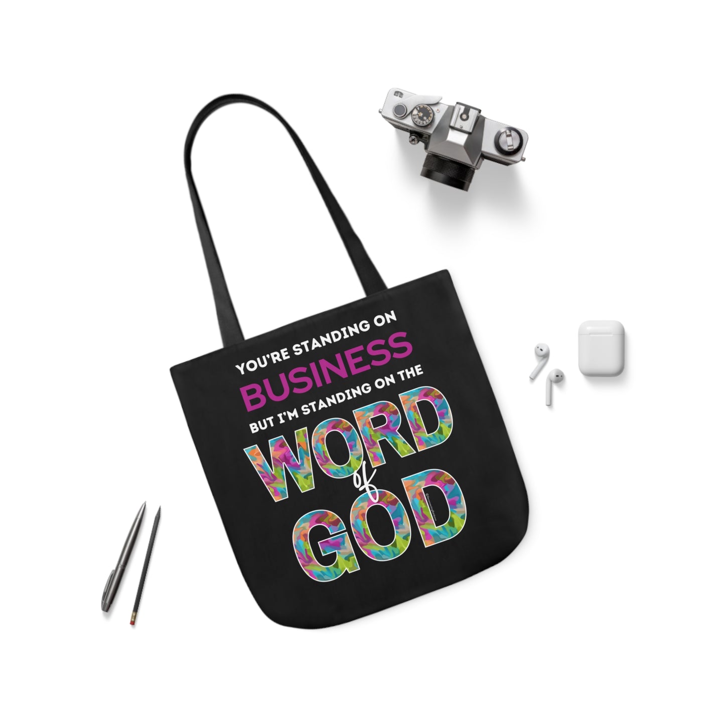 Jesus Rainbow Canvas Tote Bag with Blac Straps