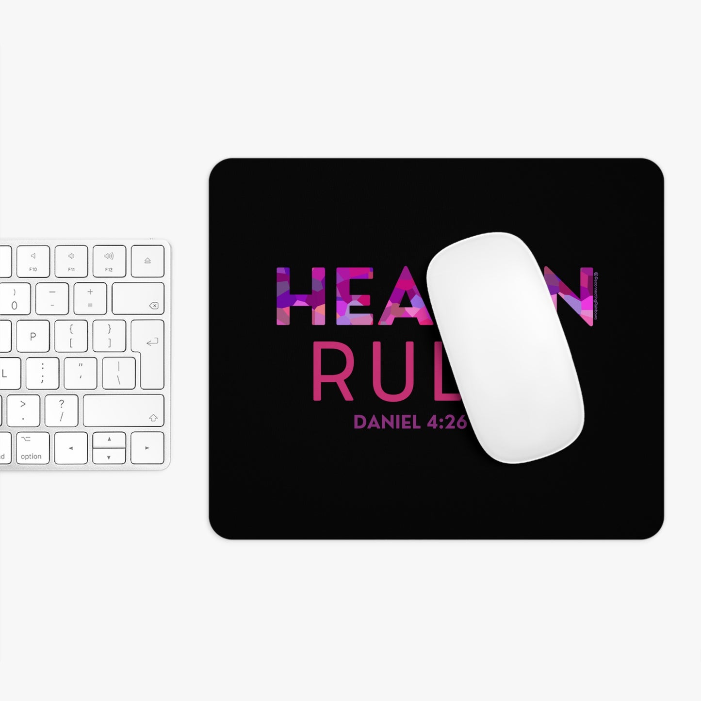 Heaven Rules Mouse Pad - Pink on Black