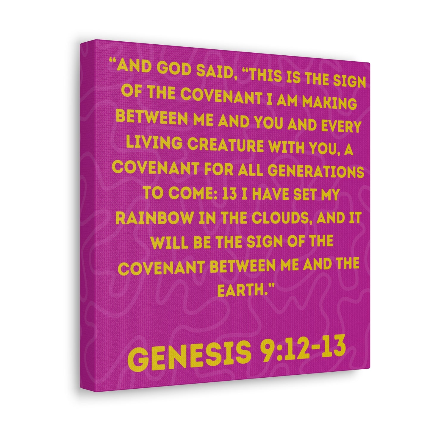 Genesis 9:12-13 Canvas Gallery Wrapped Painting, 12"x12" in Magenta