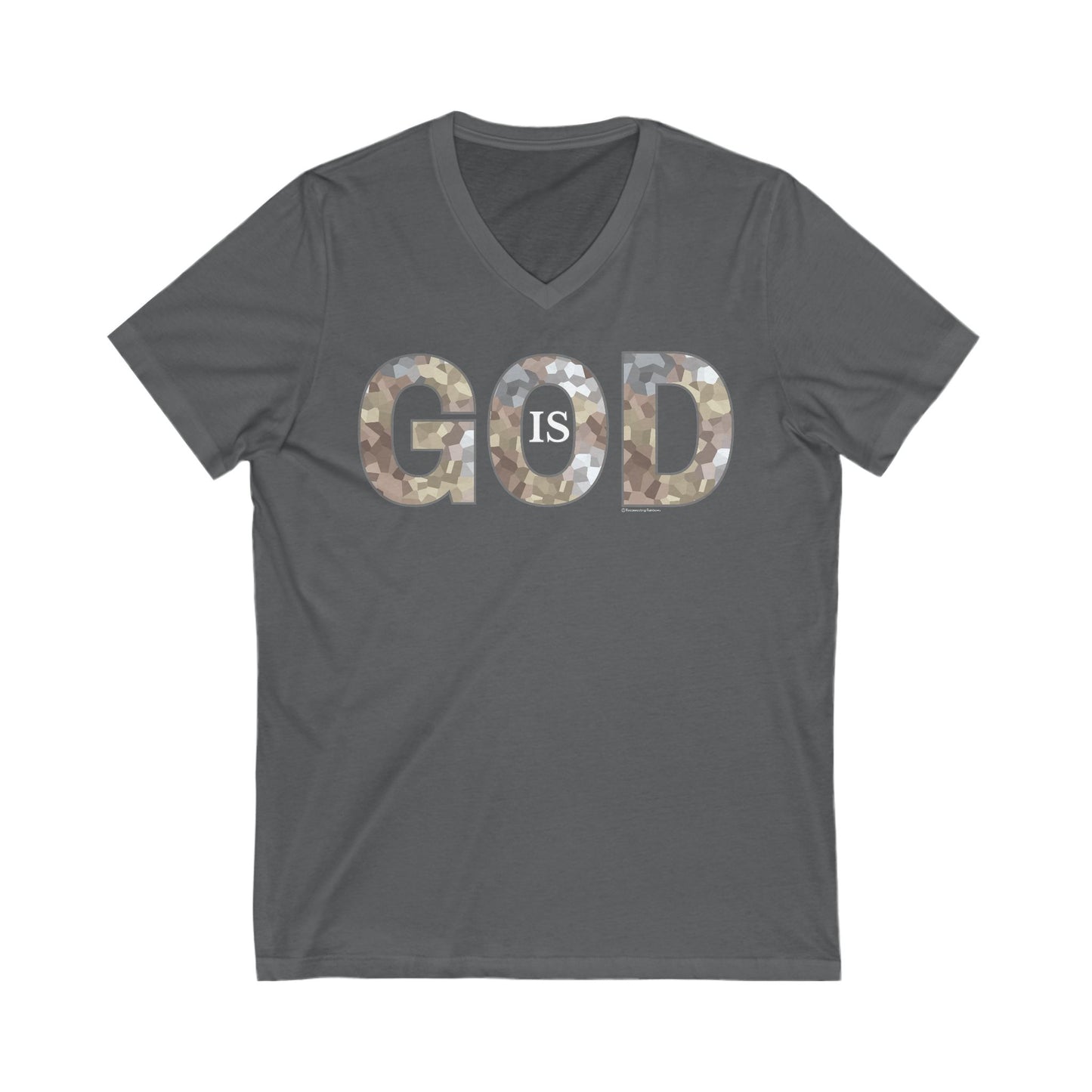 God Is V-Neck T-Shirt in Calm