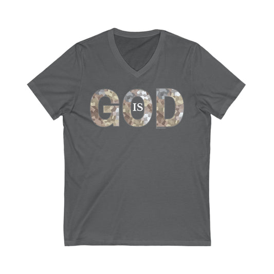 God Is V-Neck T-Shirt in Calm