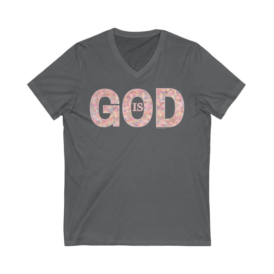 Copy of God Is V-Neck T-Shirt in Blush