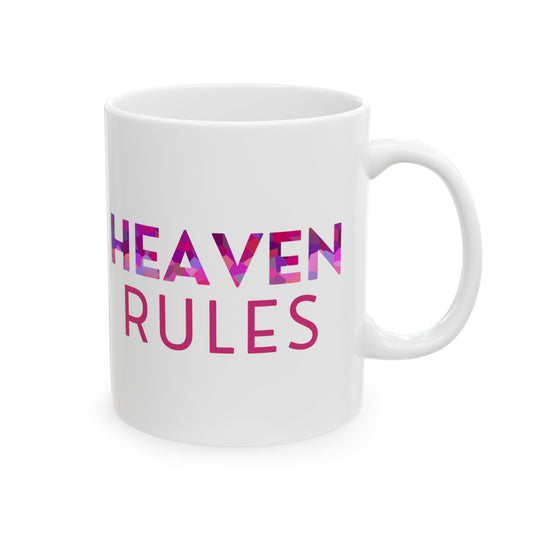 Heaven Rules Ceramic Mug - White