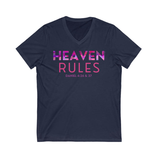 Heaven Rules V-Neck Tee in Rose